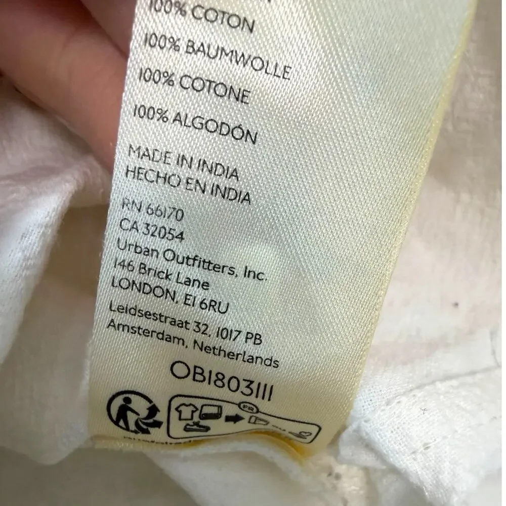 Free People White Puff Sleeve Button Front Cotton Blouse Top  Size X-Small